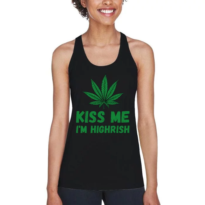 Kiss Me I'm Highrish Funny St. Patricks Day Women's Racerback Tank