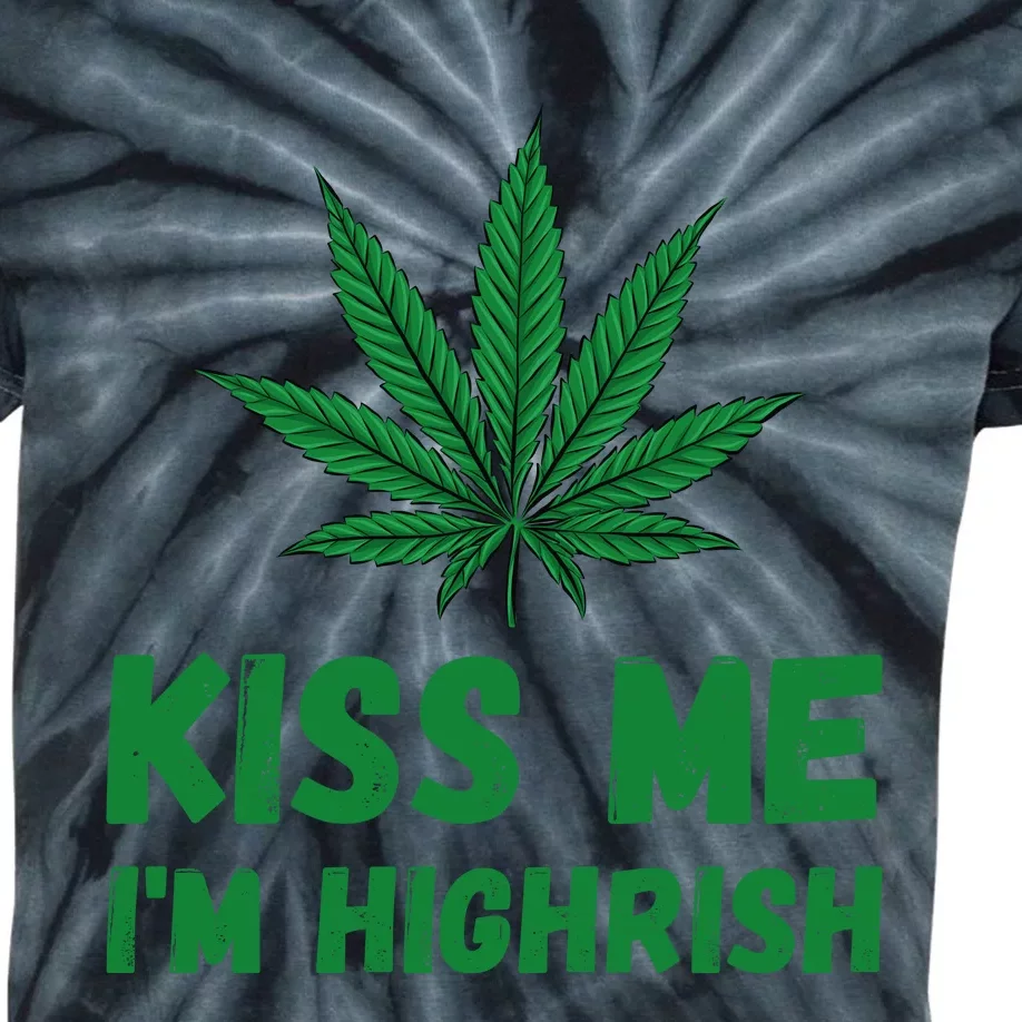 Kiss Me I'm Highrish Funny St. Patricks Day Kids Tie-Dye T-Shirt