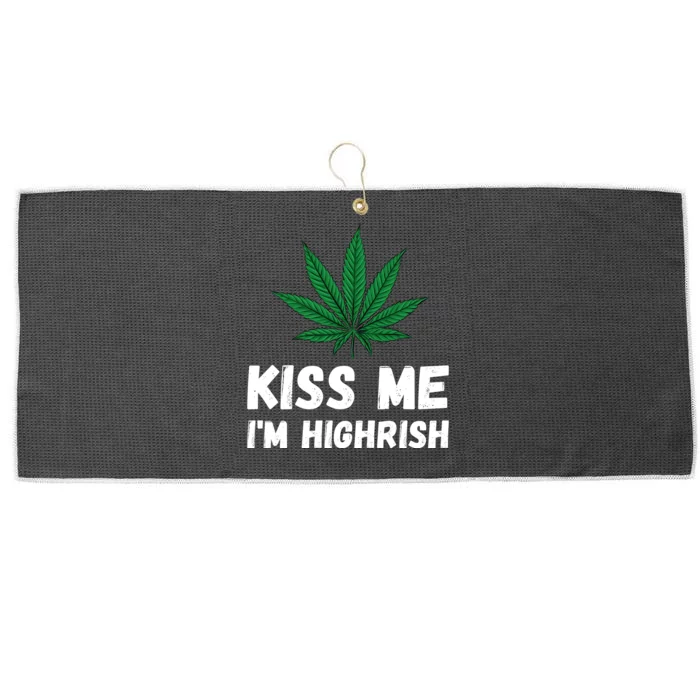 Kiss Me I'm Highrish Funny St. Patricks Day Large Microfiber Waffle Golf Towel