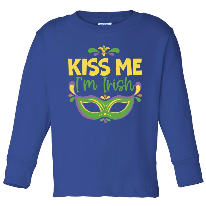 Kiss Me I'm Irish Mardi Gras Parade Masquerade Gift Toddler Long Sleeve Shirt