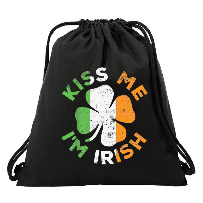 Kiss Me IM Irish Saint Patrick Day Drawstring Bag