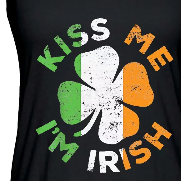 Kiss Me IM Irish Saint Patrick Day Ladies Essential Flowy Tank