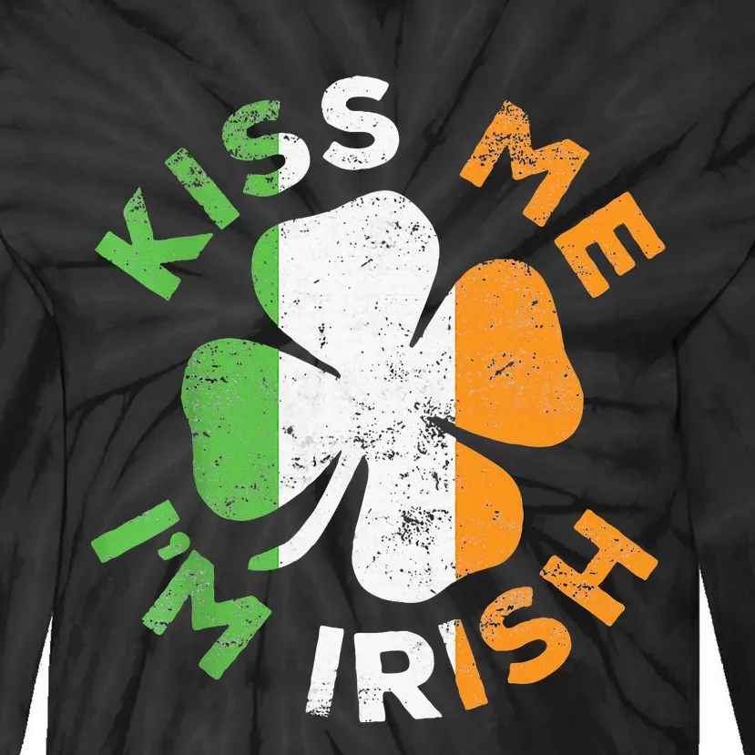 Kiss Me IM Irish Saint Patrick Day Tie-Dye Long Sleeve Shirt