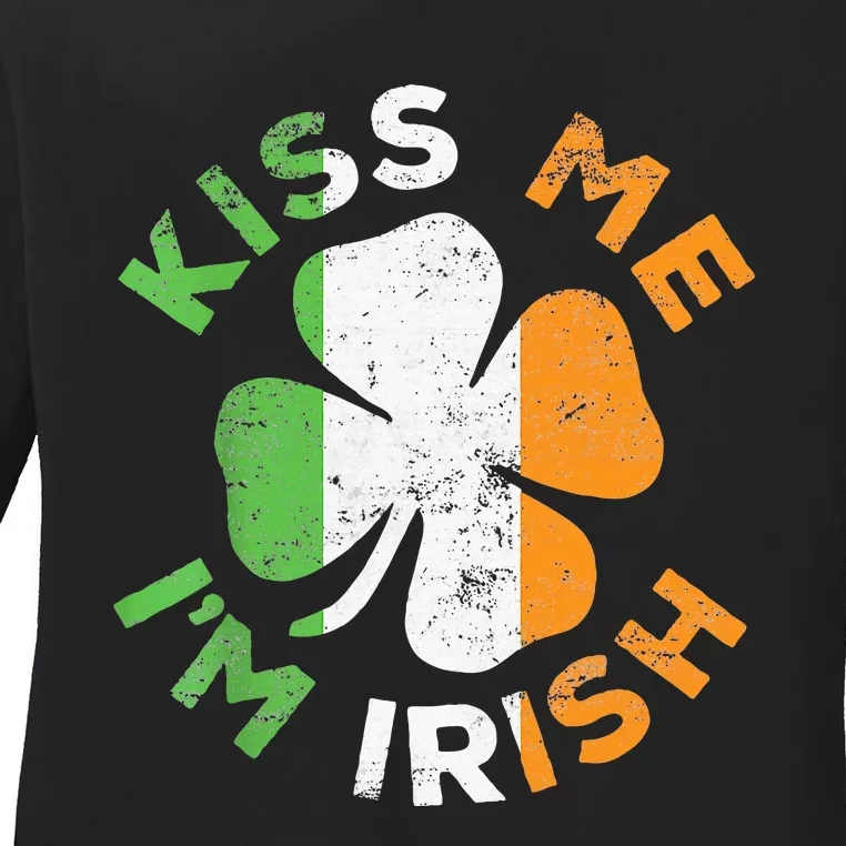 Kiss Me IM Irish Saint Patrick Day Ladies Long Sleeve Shirt