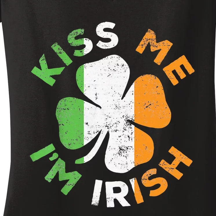 Kiss Me IM Irish Saint Patrick Day Women's V-Neck T-Shirt