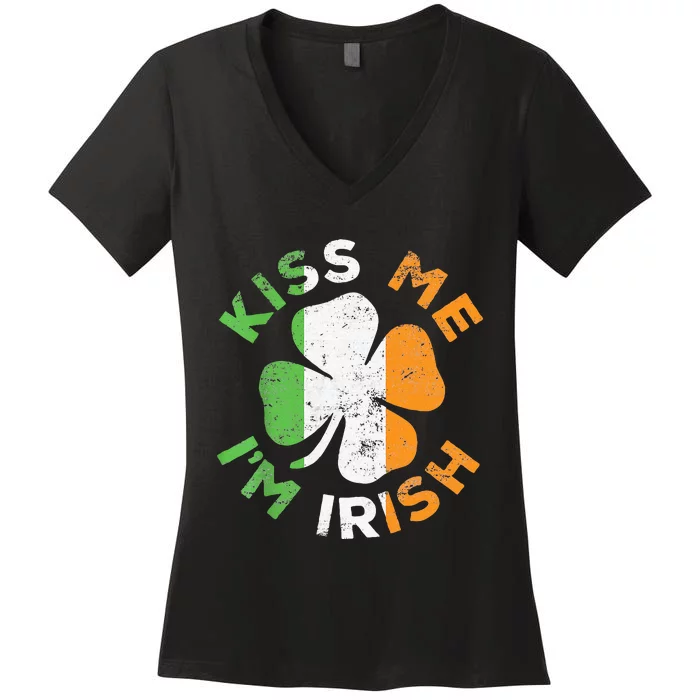 Kiss Me IM Irish Saint Patrick Day Women's V-Neck T-Shirt