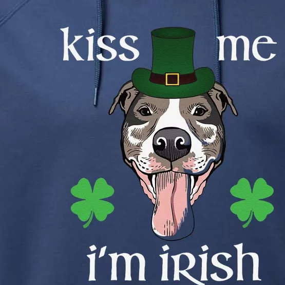 Kiss Me I'm Irish Dog Lovers Funny St. Patrick's Day Performance Fleece Hoodie