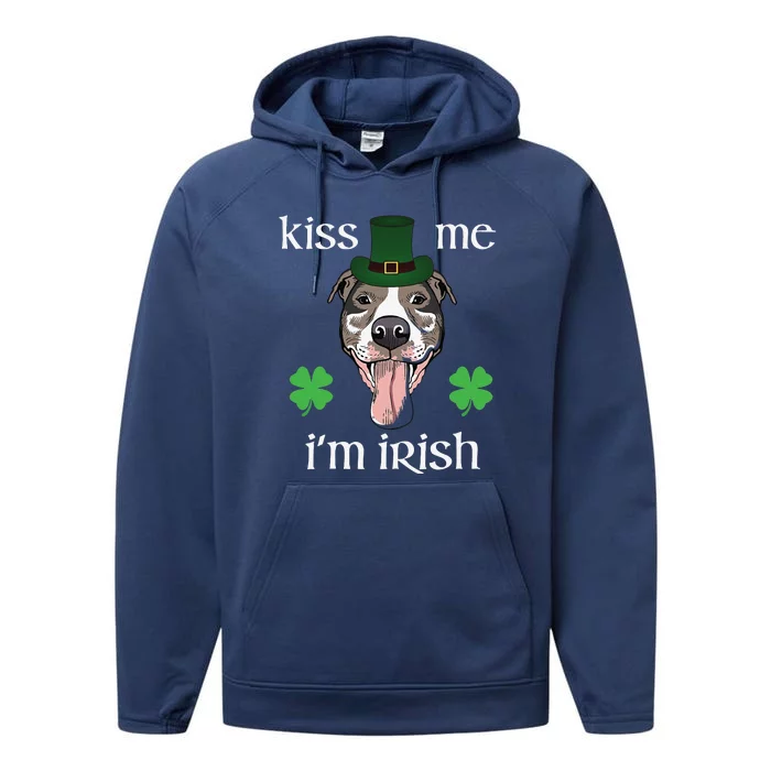 Kiss Me I'm Irish Dog Lovers Funny St. Patrick's Day Performance Fleece Hoodie