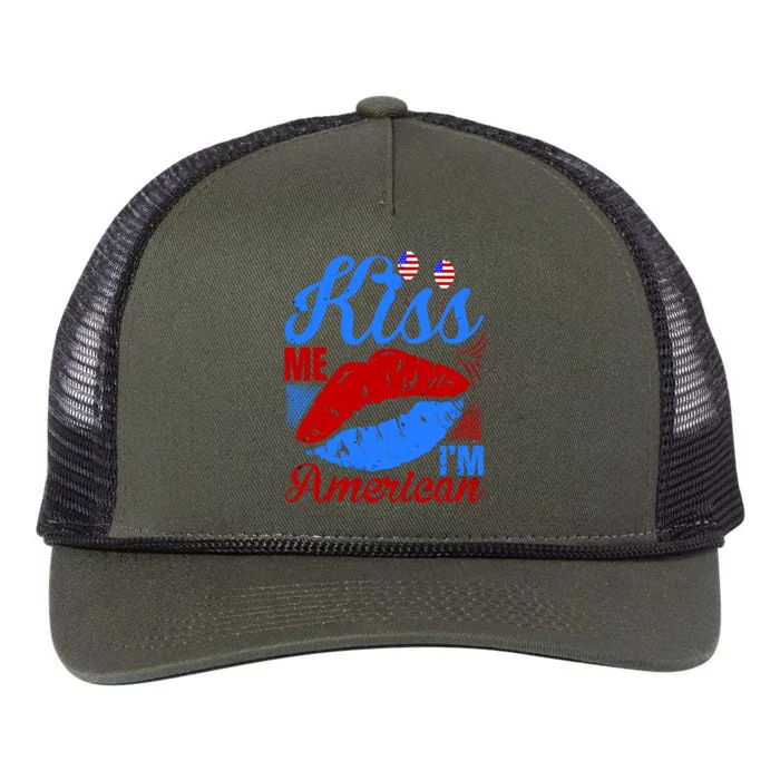 Kiss Me Im American Retro Rope Trucker Hat Cap