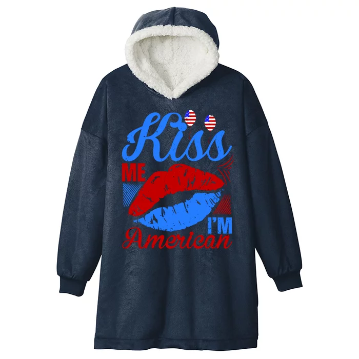 Kiss Me Im American Hooded Wearable Blanket