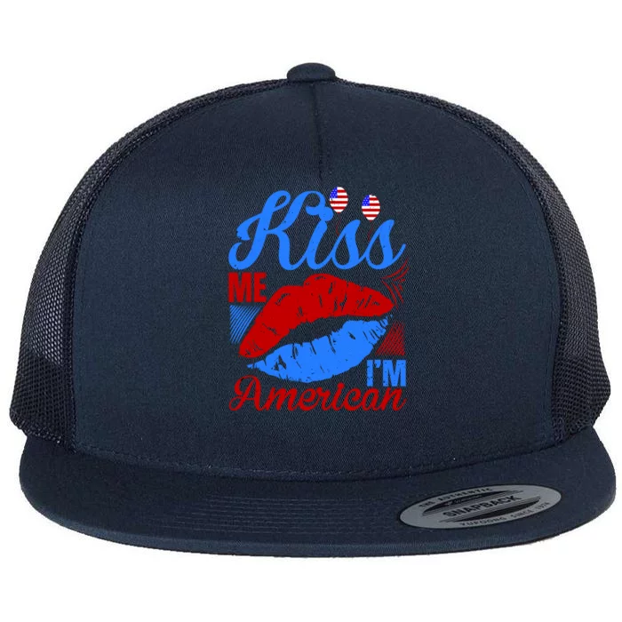 Kiss Me Im American Flat Bill Trucker Hat