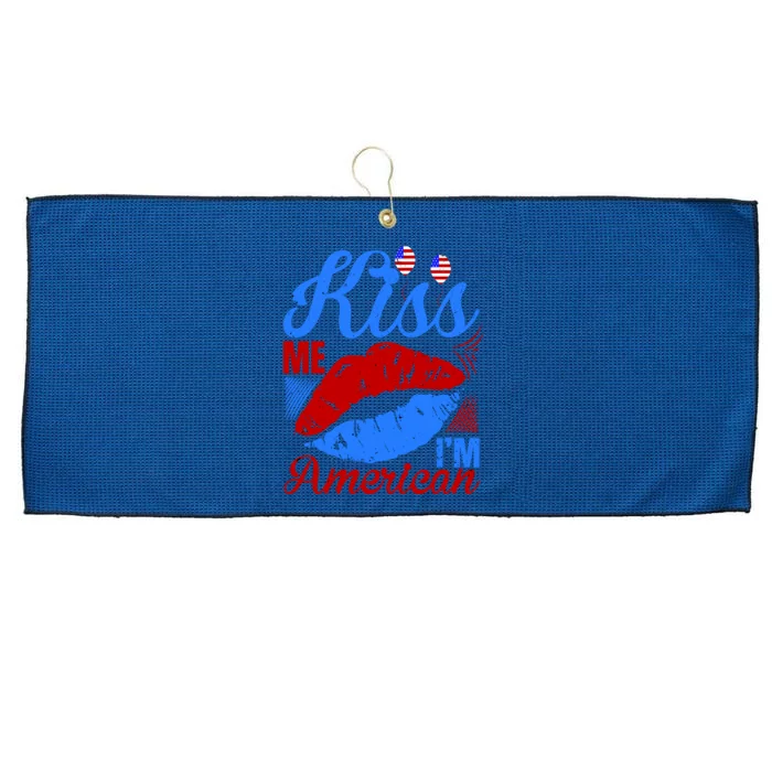 Kiss Me Im American Large Microfiber Waffle Golf Towel