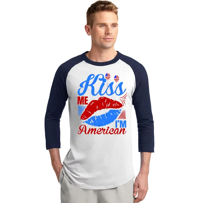 Kiss Me Im American Baseball Sleeve Shirt