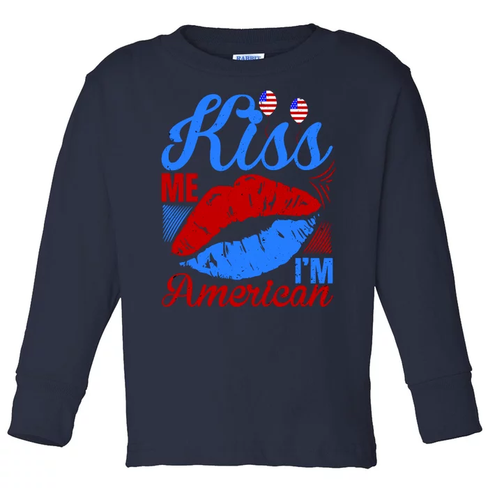 Kiss Me Im American Toddler Long Sleeve Shirt