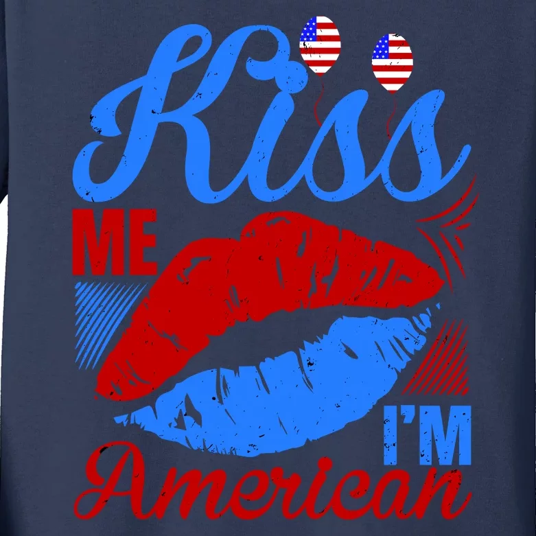 Kiss Me Im American Kids Long Sleeve Shirt