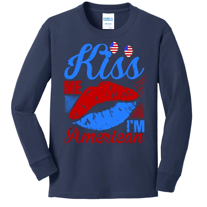 Kiss Me Im American Kids Long Sleeve Shirt