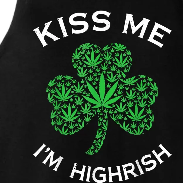 Kiss Me I'm Highrish Funny St. Patricks Day Ladies Tri-Blend Wicking Tank