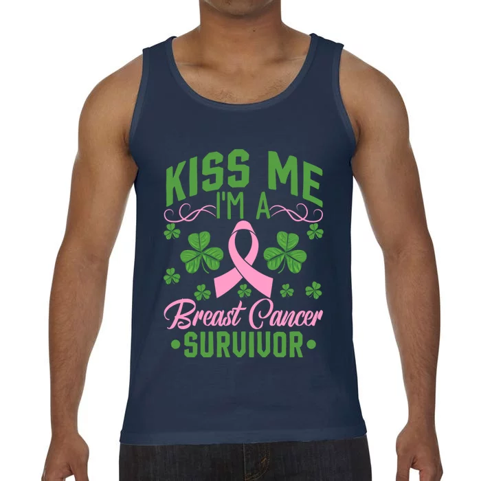 Kiss Me I'm Breast Cancer Survivor St Patrick Day Gift Great Gift Comfort Colors® Tank Top