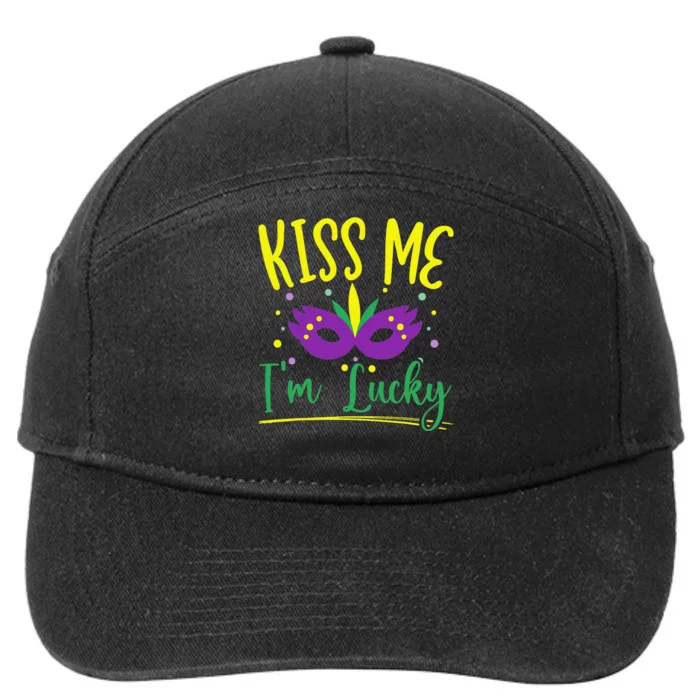 Kiss Me I'm Lucky Mardi Gras Parade Masquerade 7-Panel Snapback Hat