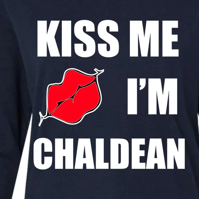 Kiss Me Im Chaldean Womens Cotton Relaxed Long Sleeve T-Shirt