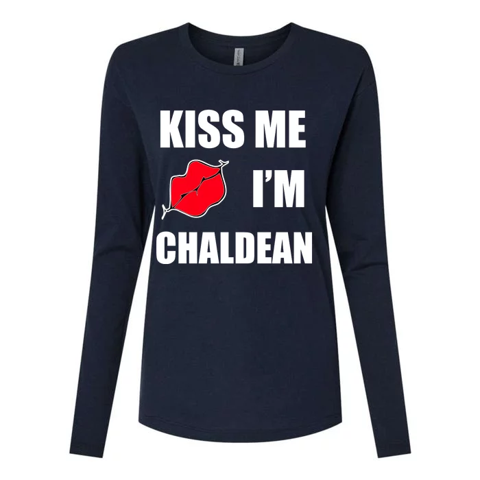 Kiss Me Im Chaldean Womens Cotton Relaxed Long Sleeve T-Shirt