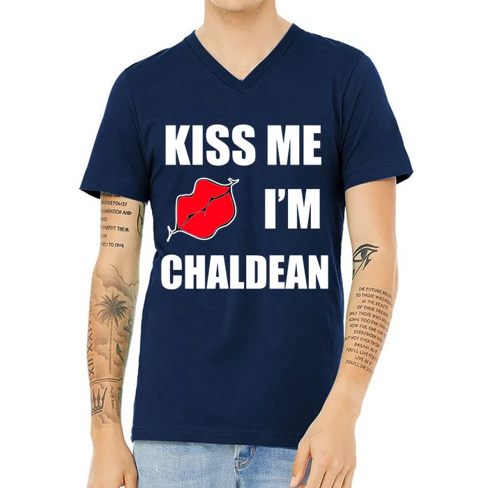 Kiss Me Im Chaldean V-Neck T-Shirt