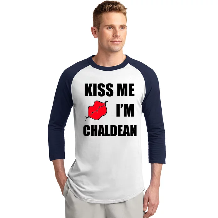 Kiss Me Im Chaldean Baseball Sleeve Shirt