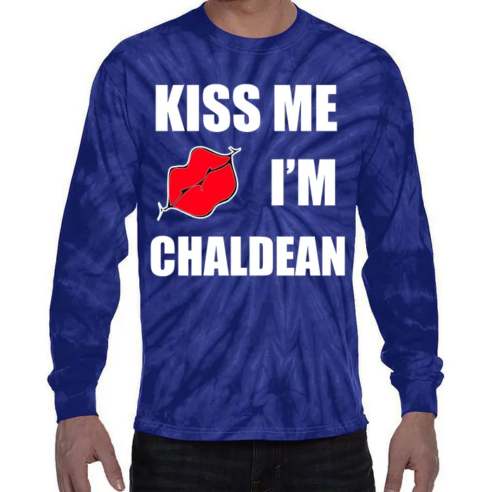 Kiss Me Im Chaldean Tie-Dye Long Sleeve Shirt