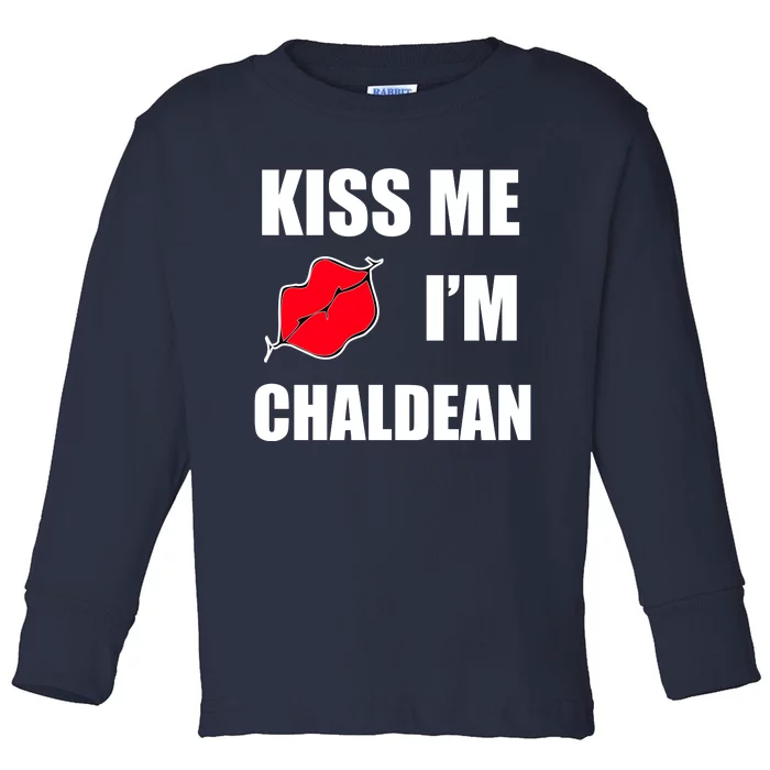 Kiss Me Im Chaldean Toddler Long Sleeve Shirt