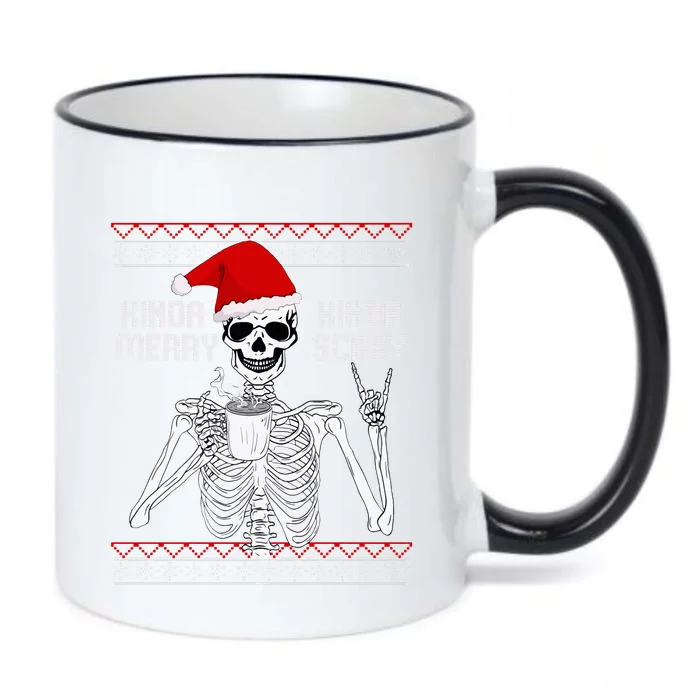 Kinda Merry Kinda Scary Ugly Christmas Sweater Skeleton Black Color Changing Mug