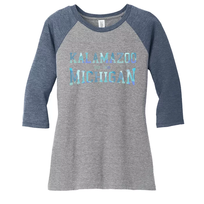 Kalamazoo Michigan Women's Tri-Blend 3/4-Sleeve Raglan Shirt