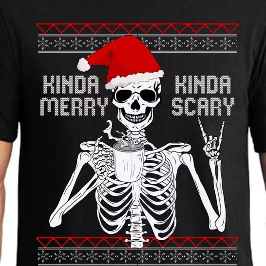 Kinda Merry Kinda Scary Ugly Christmas Sweater Skeleton Pajama Set