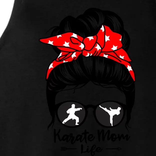 Karate Mom Life Messy Bun Hair Funny Karate Gift Ladies Tri-Blend Wicking Tank