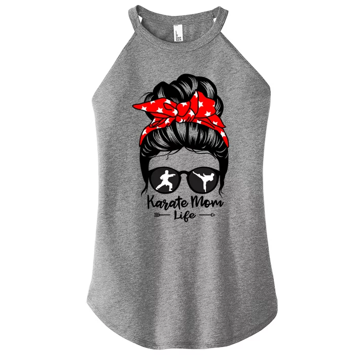 Karate Mom Life Messy Bun Hair Funny Karate Gift Women’s Perfect Tri Rocker Tank