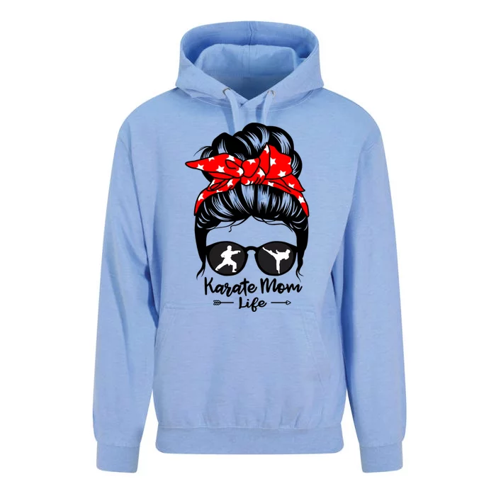 Karate Mom Life Messy Bun Hair Funny Karate Gift Unisex Surf Hoodie