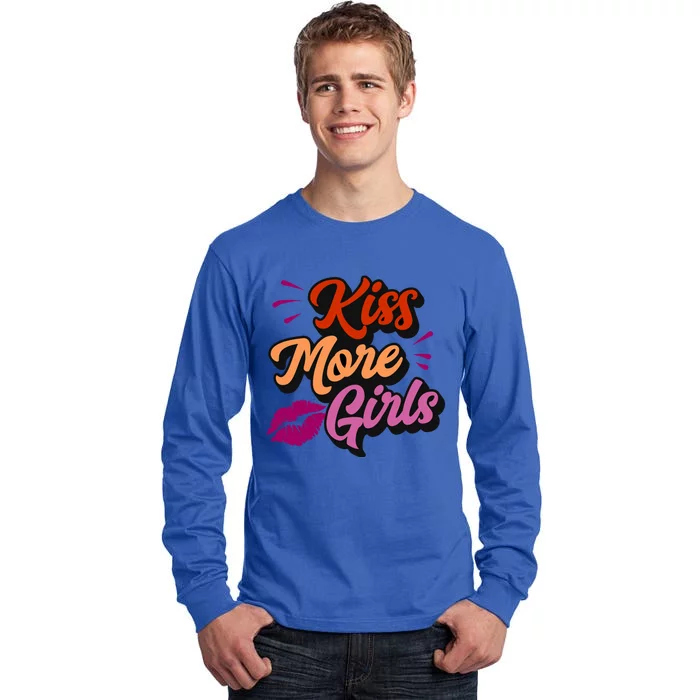 Kiss More Lesbian Pride Funny Sexy Cute Gay Aesthetic Gift Tall Long Sleeve T-Shirt