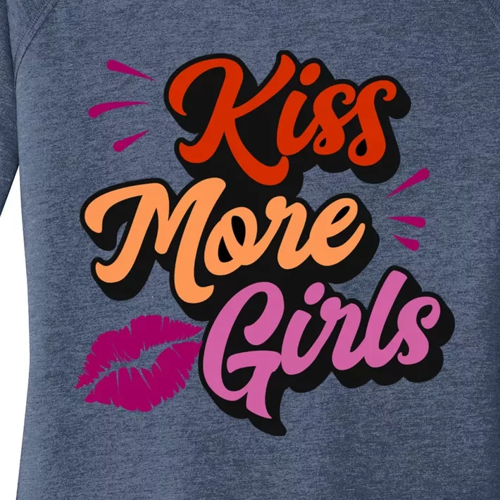 Kiss More Lesbian Pride Funny Sexy Cute Gay Aesthetic Gift Women's Perfect Tri Tunic Long Sleeve Shirt