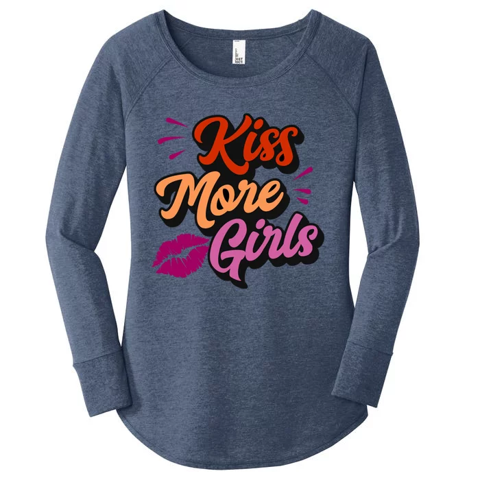 Kiss More Lesbian Pride Funny Sexy Cute Gay Aesthetic Gift Women's Perfect Tri Tunic Long Sleeve Shirt