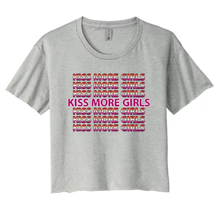 Kiss More Lgbt Lgbtq Pride Awareness Lesbian Great Gift Women's Crop Top Tee