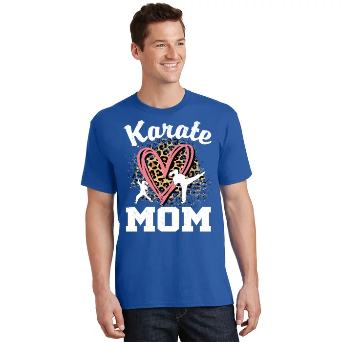 Karate Mom Leopard Heart Gift T-Shirt