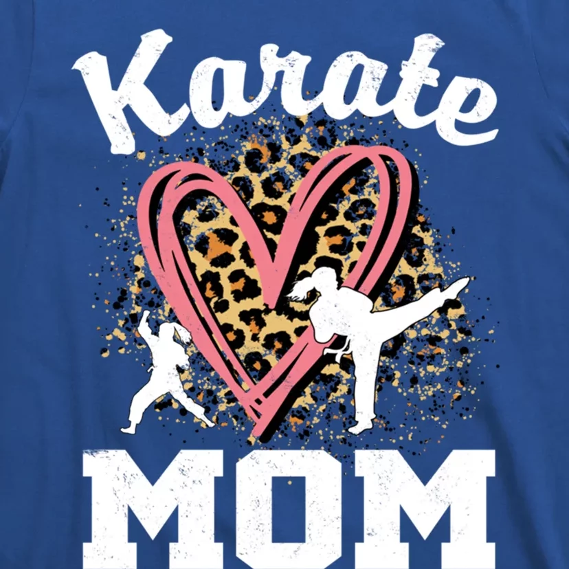 Karate Mom Leopard Heart Gift T-Shirt