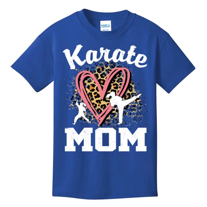 Karate Mom Leopard Heart Gift Kids T-Shirt