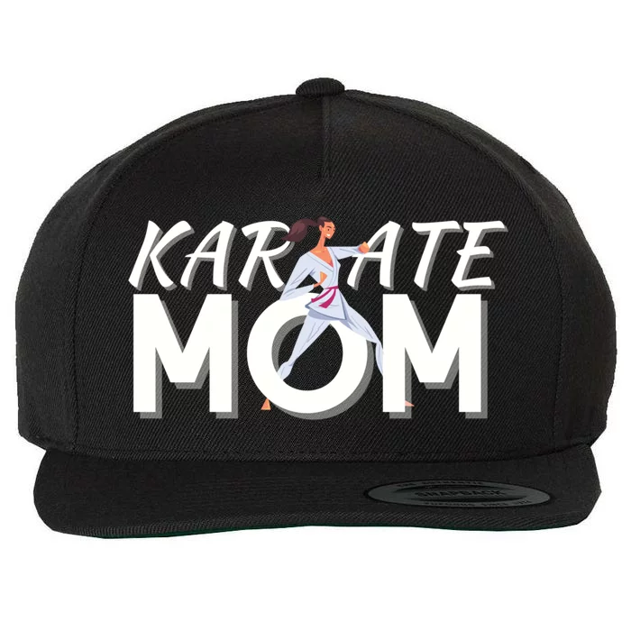 Karate Mom Martial Arts Cool Strong Mom Funny Gift Wool Snapback Cap