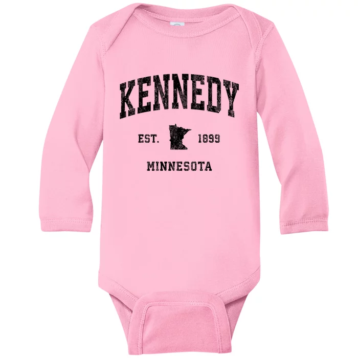 Kennedy Minnesota Mn Vintage Athletic Sports Baby Long Sleeve Bodysuit