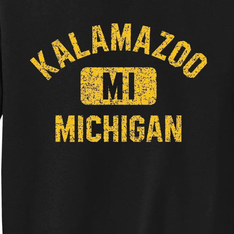 Kalamazoo MI Michigan Gym Style Distressed Amber Print Sweatshirt