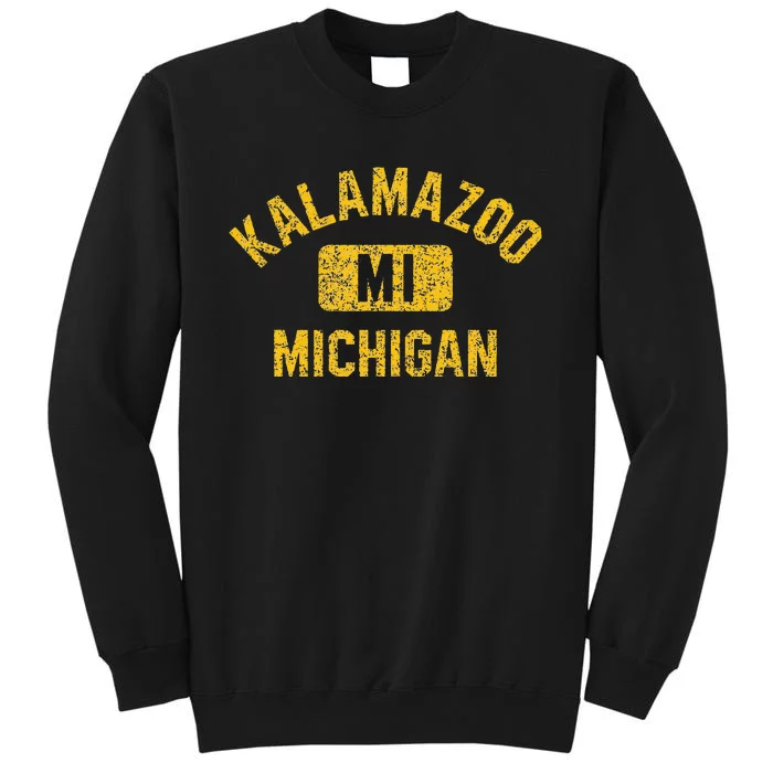 Kalamazoo MI Michigan Gym Style Distressed Amber Print Sweatshirt