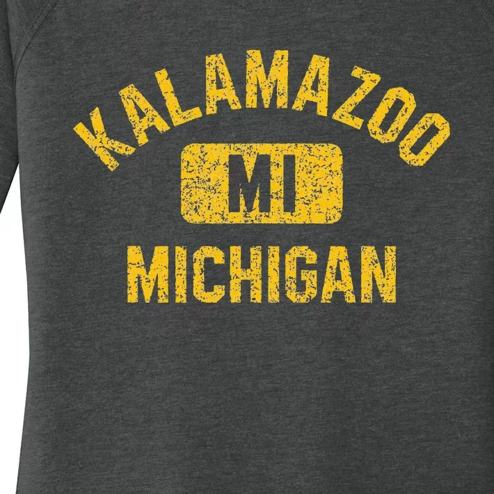 Kalamazoo MI Michigan Gym Style Distressed Amber Print Women's Perfect Tri Tunic Long Sleeve Shirt