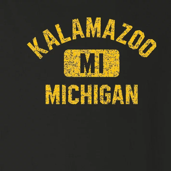 Kalamazoo MI Michigan Gym Style Distressed Amber Print Toddler Long Sleeve Shirt