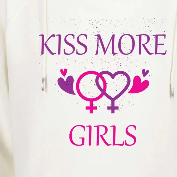 Kiss More More Lesbian Gay Outfit Cute Gift Womens Funnel Neck Pullover Hood