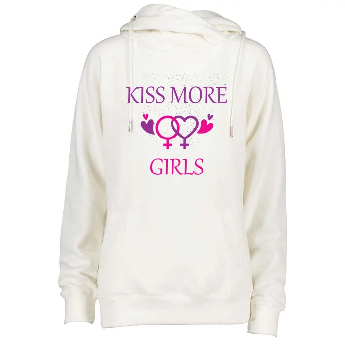 Kiss More More Lesbian Gay Outfit Cute Gift Womens Funnel Neck Pullover Hood